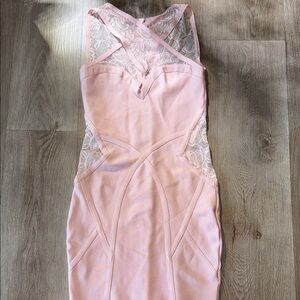 bebe Blush Pink Lace Mini Dress